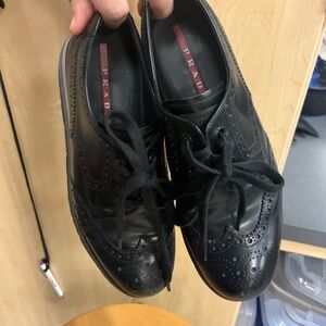 Prada Men's Black Leather Oxfords